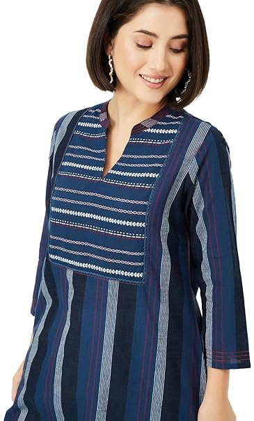 Max Women's Cotton Regular Fit Striped Regular Kurta