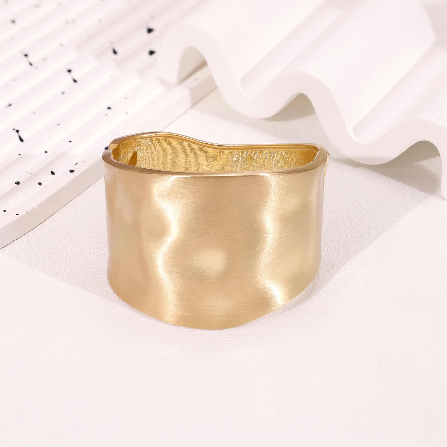 1-3PCS 18K Gold Plated Cuff Bracelets for Women Chunky Wide Bangle Bracelet Irregular Wrist Cuff Wrap Bracelet Trendy Open Cuff Bracelets - Image 6