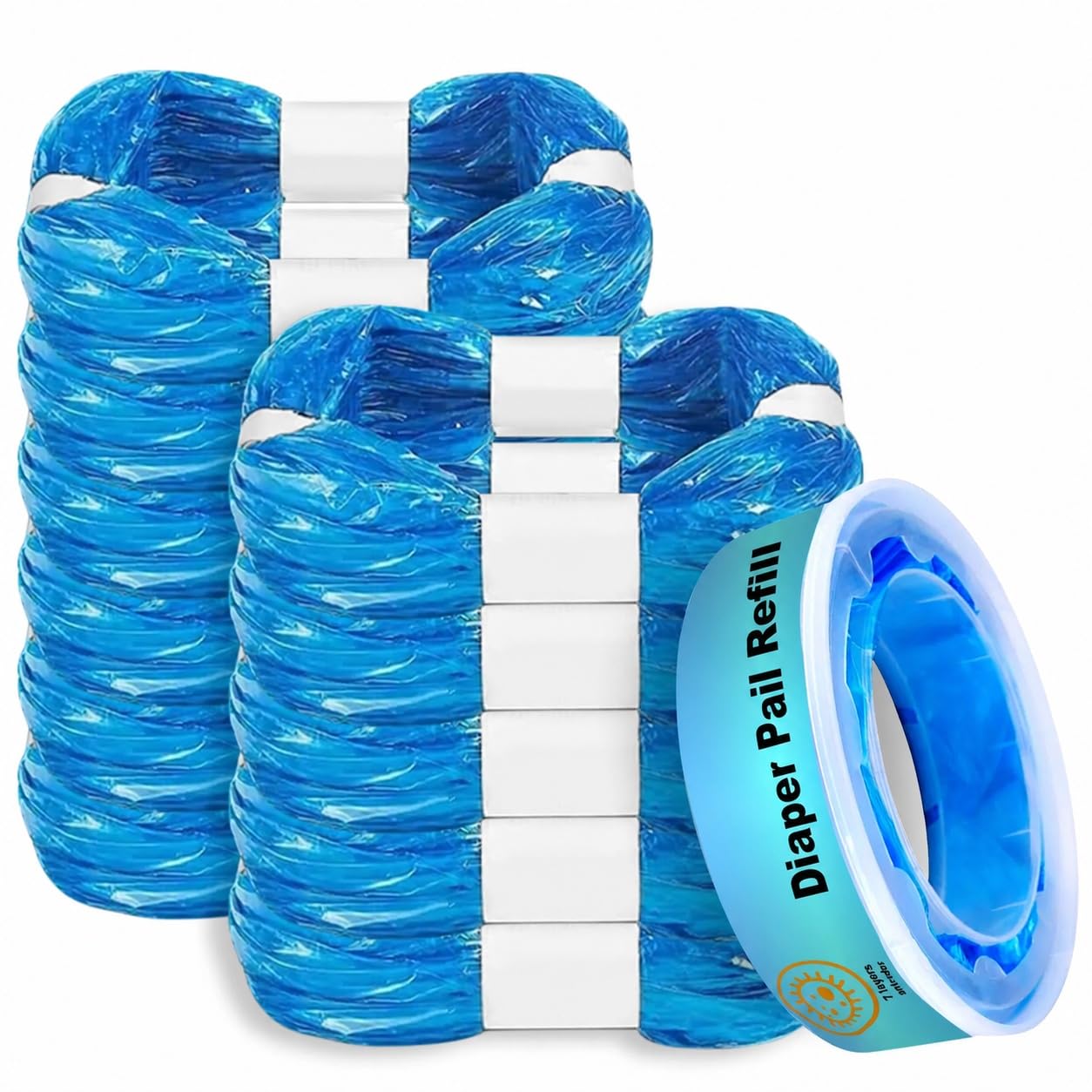 12 cartuchos de recambio para cubos de pañales, 11 bolsas + 1 casete, compatible con Angelcare & Litter Locker II (modelos redondos), incluye bolsa de 4,5 m, 7 capas y bloqueador de olores