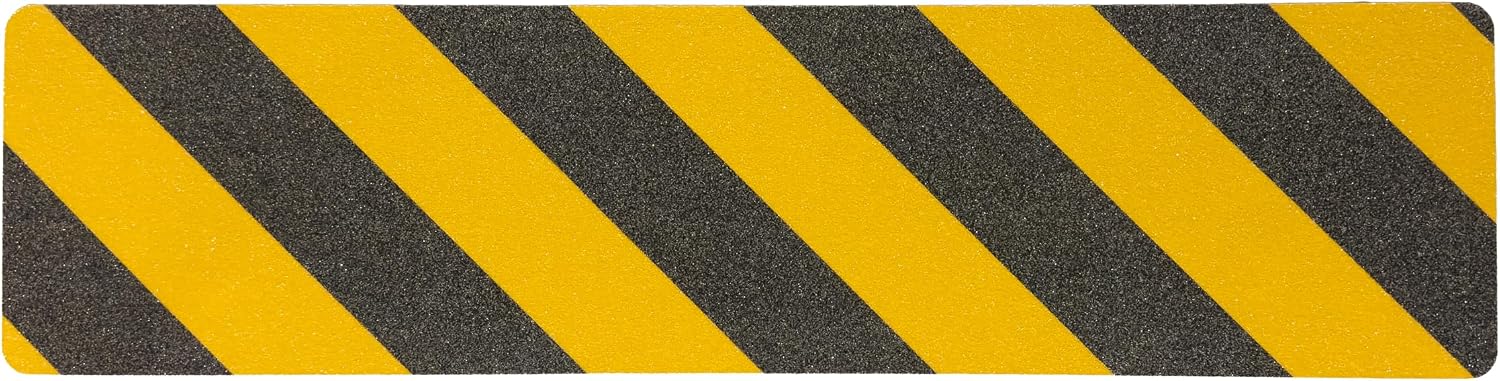 12 Pack Caution Anti Slip Grip Treads, Black and Yellow, 6x24 Inch, Waterproof Adhesive Safety Tape for Steps and Stairs and floor (Black & Yellow Stripes)