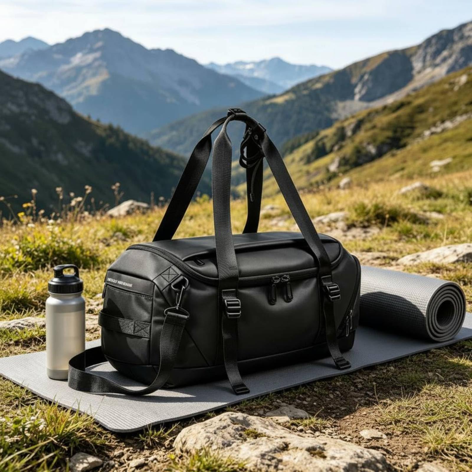 Herren Sporttasche Reisetasche Rucksack Umhängetasche Multifunktionale Tragetasche mit Schuhfach Wasserabweisend Und Formstabil aus Polyester für Fitnessstudio Sportplatz Kurztrips