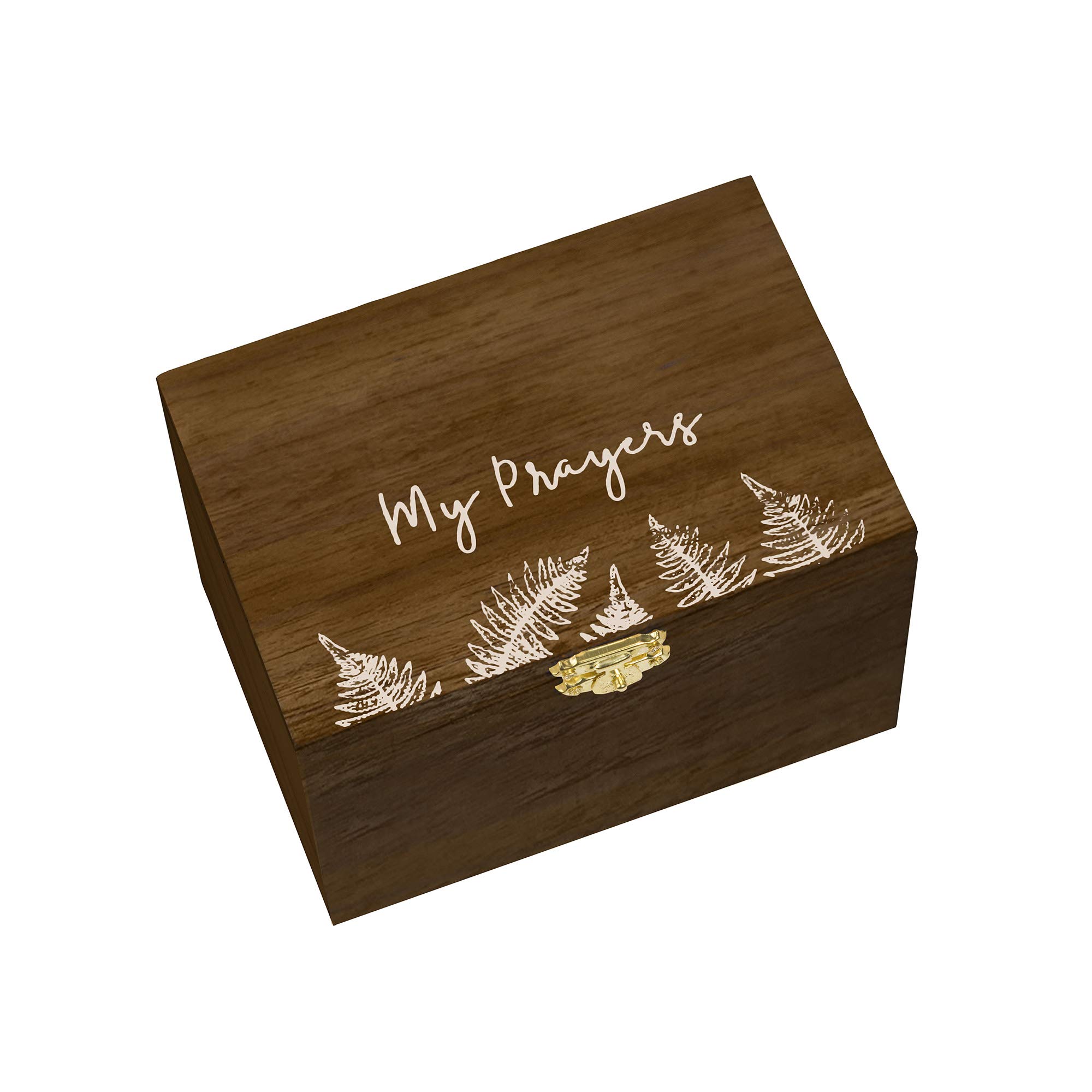 Eccolo Wooden Keepsake Box with Prayer Cards, Gift Set Includes Decorative Prayer Box and 50 Designed Note Cards, Wooden Chest Ideal for Home Decor, “My Prayers” (Brown, 4x5.5x3.75 Inches)