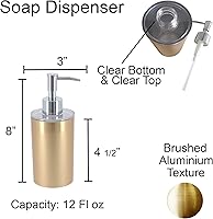Vista 4 de Dispensador de jabón de manos y loción de baño dorado cepillado 12 onzas líquidas