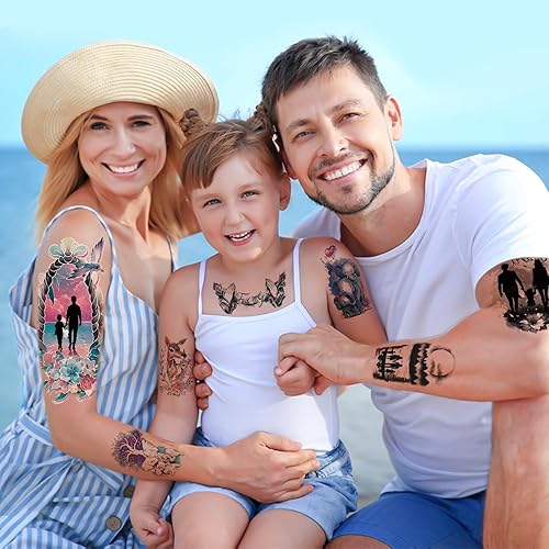 Miniatura 2 de 77 hojas de tatuajes temporales para la familia, tatuaje familiar falso para parejas, citas, reunión familiar, símbolo de unidad de amor, tatuaje