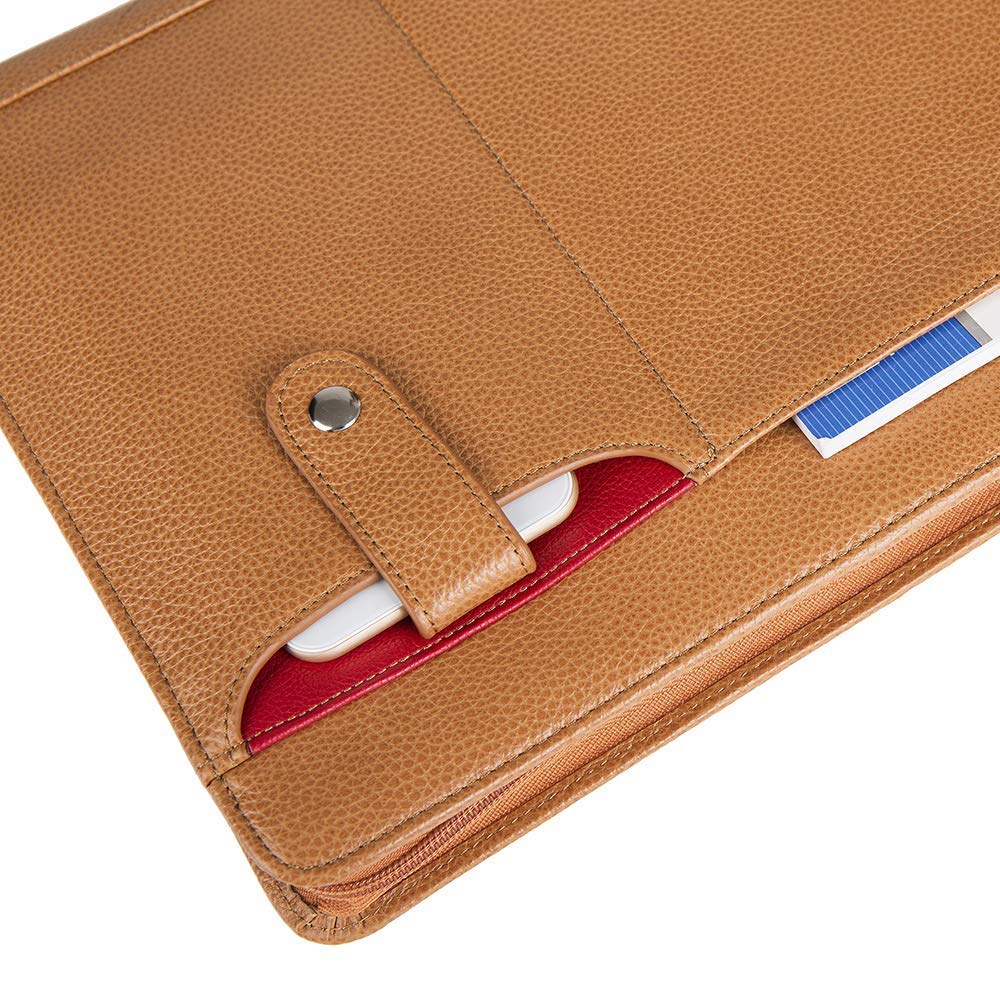 Zwischenablage für Bürobedarf Handgemachte echtes Leder Portfolio A4 Ordner Document Organizer, Personalisieren Business Travel Case - Brown Haltbarer Clip mit niedrigem Profil