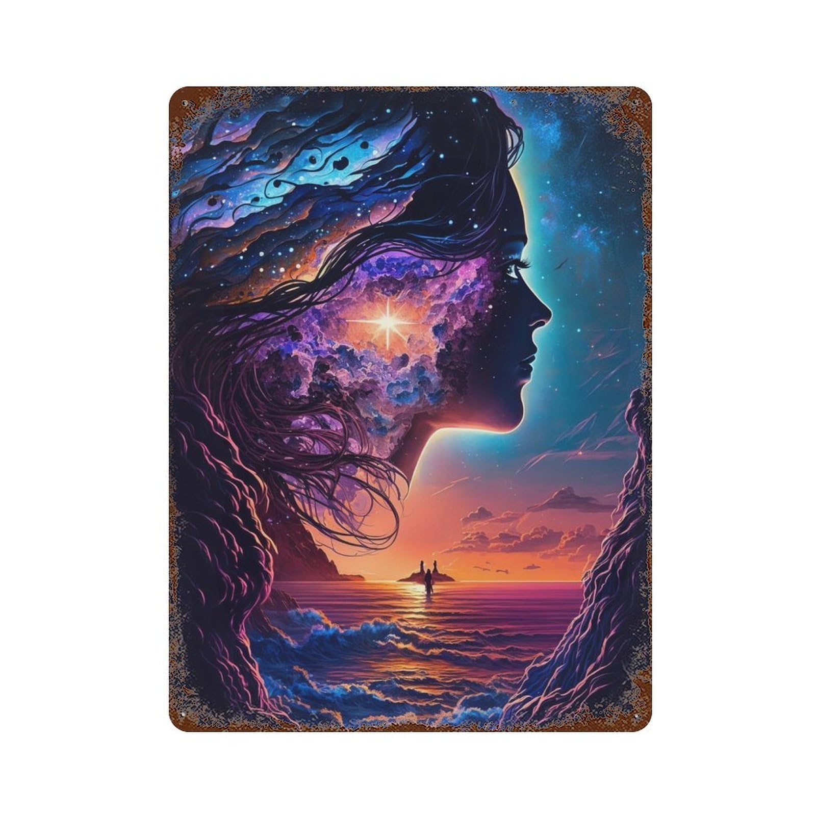 Galactic Dreamscape 15.7"x11.8" Vintage Metal Tin Sign, Industrial Home Decor for Farmhouse, Kitchen And Entryway Decor