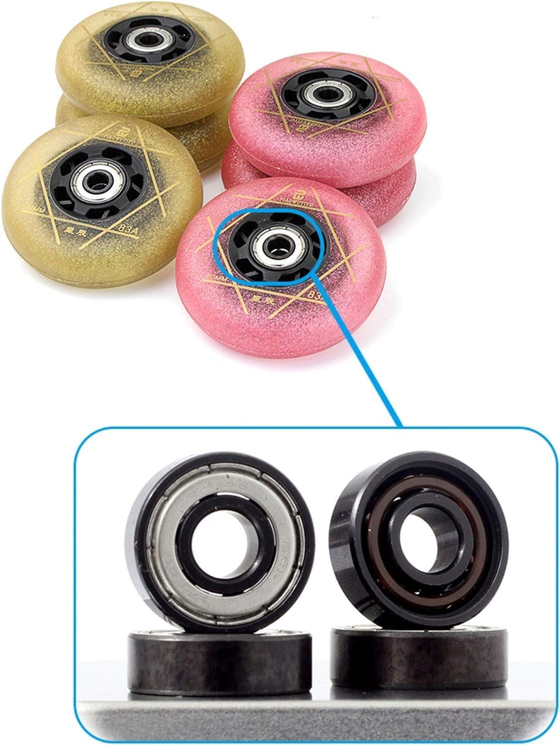 Skate Wheels, Roller Skate Wheels, Replacement Roller Skating Wheels for Indoor and Outdoor(Dark Green,80mm)