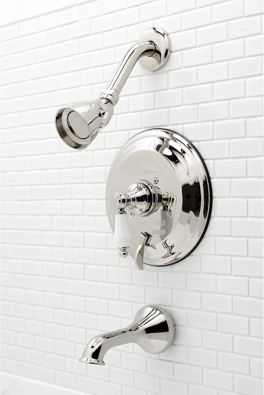 Kingston Brass KB36360PL Restoration Single-Handle Pressure Balanced Tub and Shower Faucet in Polished Nickel