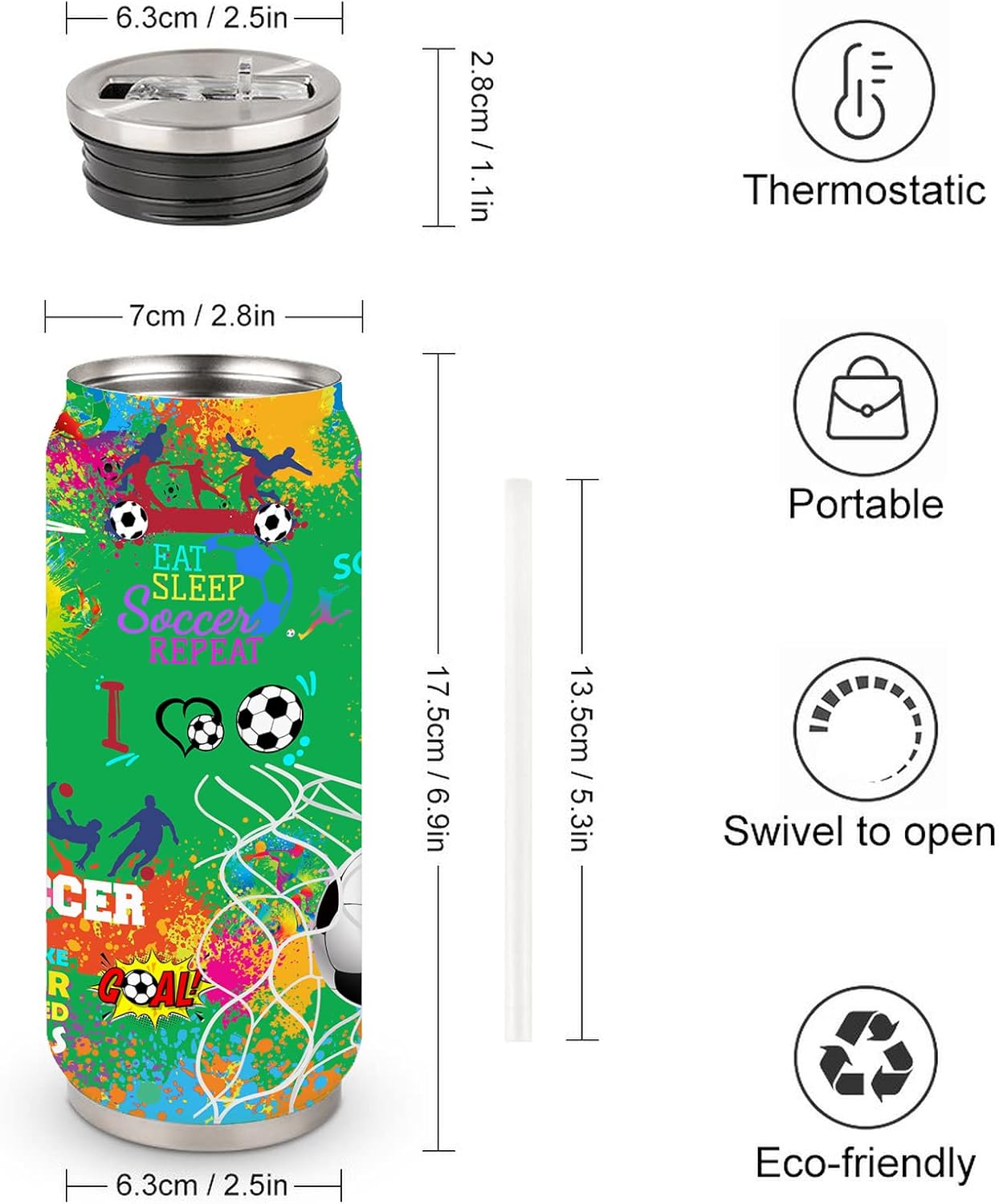 Soccer Tumbler 17oz Stainless Steel Insulated, Travel Coffee Cup, Sport Tumblers Gifts for Soccer Lovers, Men Women, Coach, Birthday, Christmas - Image 3