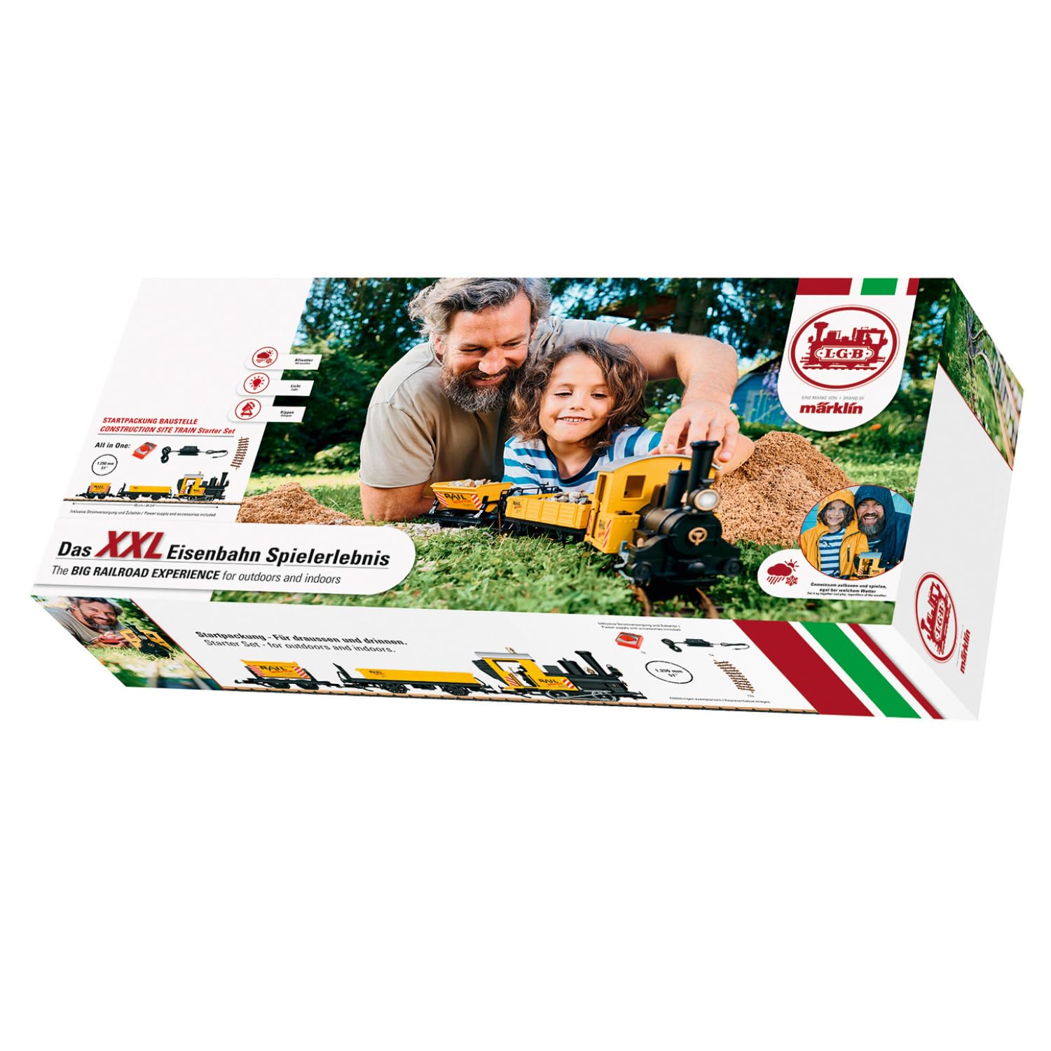 LGB 70503 - Set per treno da giardino, con locomotiva e due carri, per esterni, traccia G