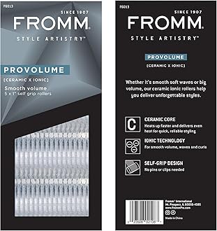 Fromm ProVolume 1" Self-Grip Ceramic Ionic Thermal Hair Rollers, 5 Count, Small Salon Quality Hair Curlers for Shorter Hair, Bangs and Tighter Curls