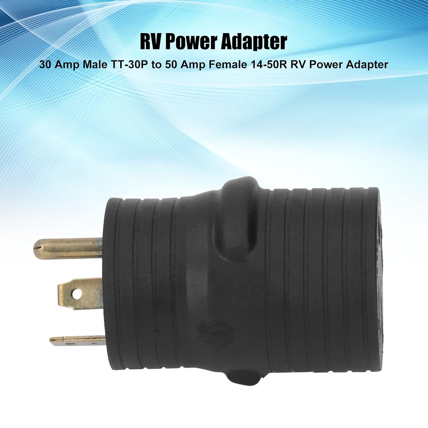 Fafeicy RV Power Adapter RV Plug Adapter Connector 30A Male TT 30P to 50A Female 14 50R with Grooved Grip PVC Sturdy Shell for Generator and