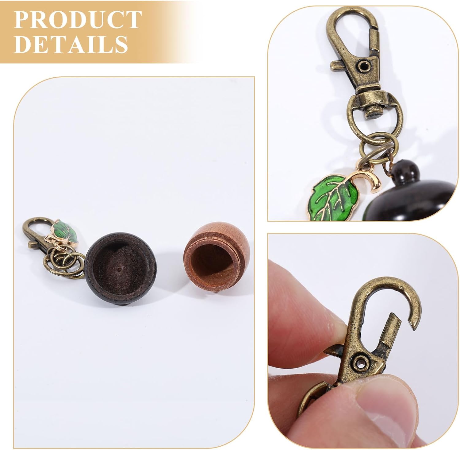 CHGCRAFT 5pcs Wooden Acorn Nut Box Keychain Disconnectable Ebony Decoration with Alloy Lobster Claw Clasps for DIY Keychain Necklace Crafting Jewelry Making, Camel, 2.6inch - Image 4