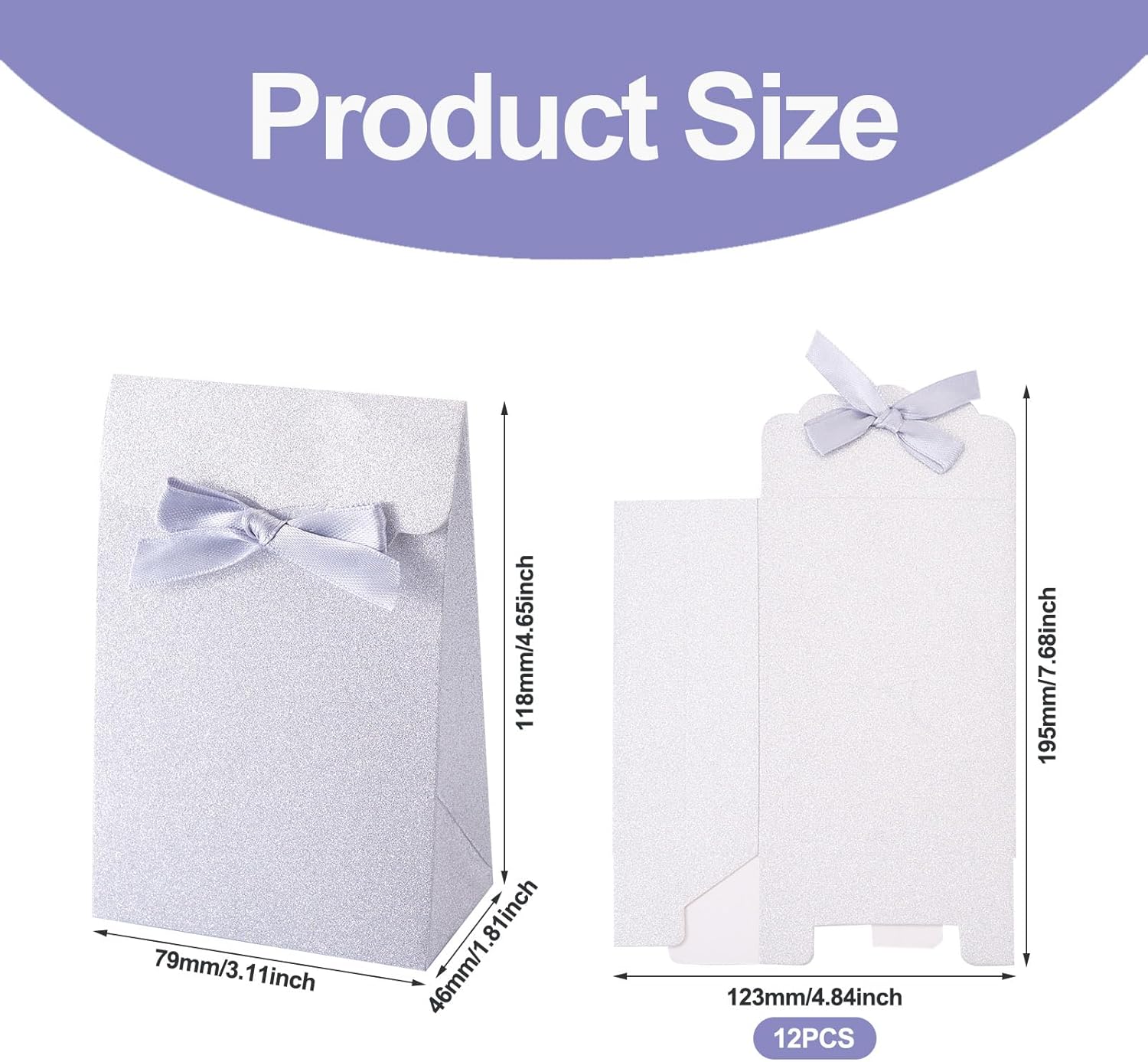 Cheriswelry 12Pcs Paper Gift Bags With Ribbon Bow White Rectangle Candy Goodie Bags Party Favor Supplies 3.11x1.81 Inch for Birthday Wedding Christmas Holiday Decor - Image 2