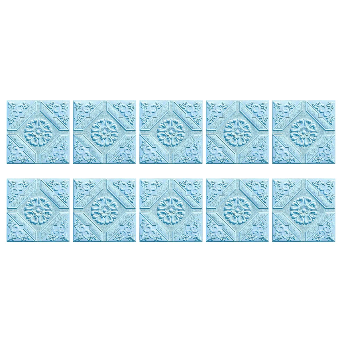 Papel pintado tridimensional azul con 10 piezas de pegatinas de pared 3D autoadhesivas