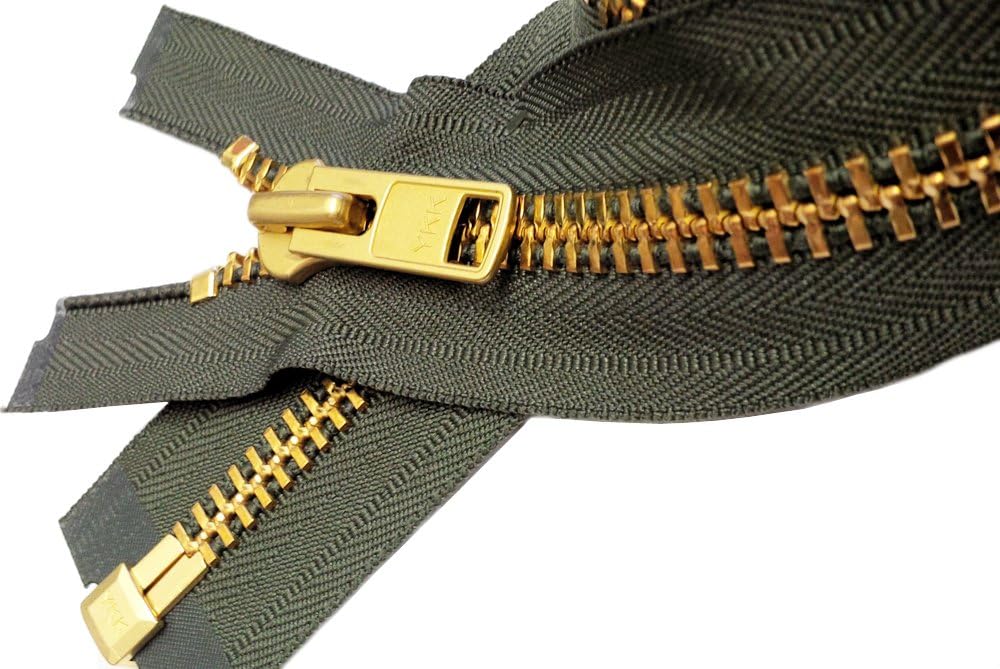 Zipperstop Wholesale YKK Sale 18" Extra Heavy Duty Jacket Zipper (Special Custom) YKK #10 Brass Separating ~ Color 567 Olive Green (1 Zipper/Pack)