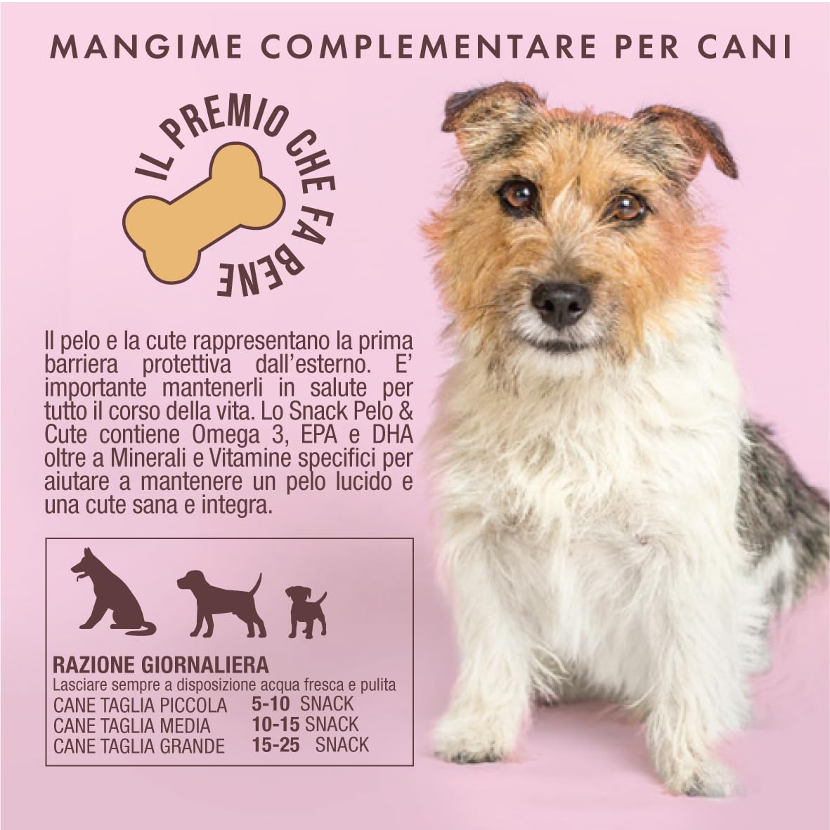 Marty & Co - Skin & Coat Snack - Snack Per il pelo e la cute del cane,Pelo Lucido e Cute Sana - per Cane e Gatto - Con EPA, DHA, Omega 3, Zinco, Biotina, Vitamine e Minerali - Grain Free - gr 80