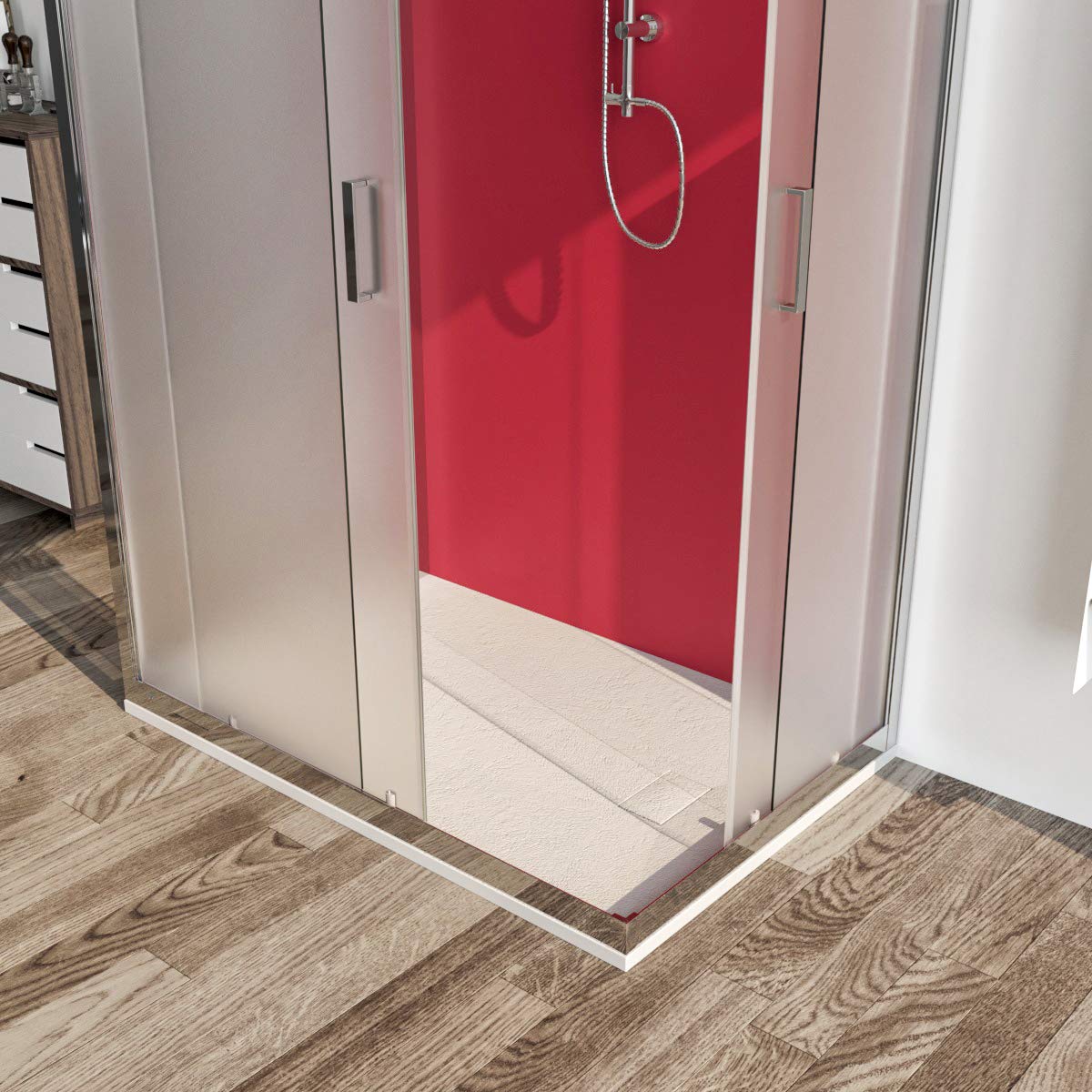 Box doccia cabina 3 tre lati 80x100x80 cm porta scorrevole vetro anticalcare opaco 6mm. Palma