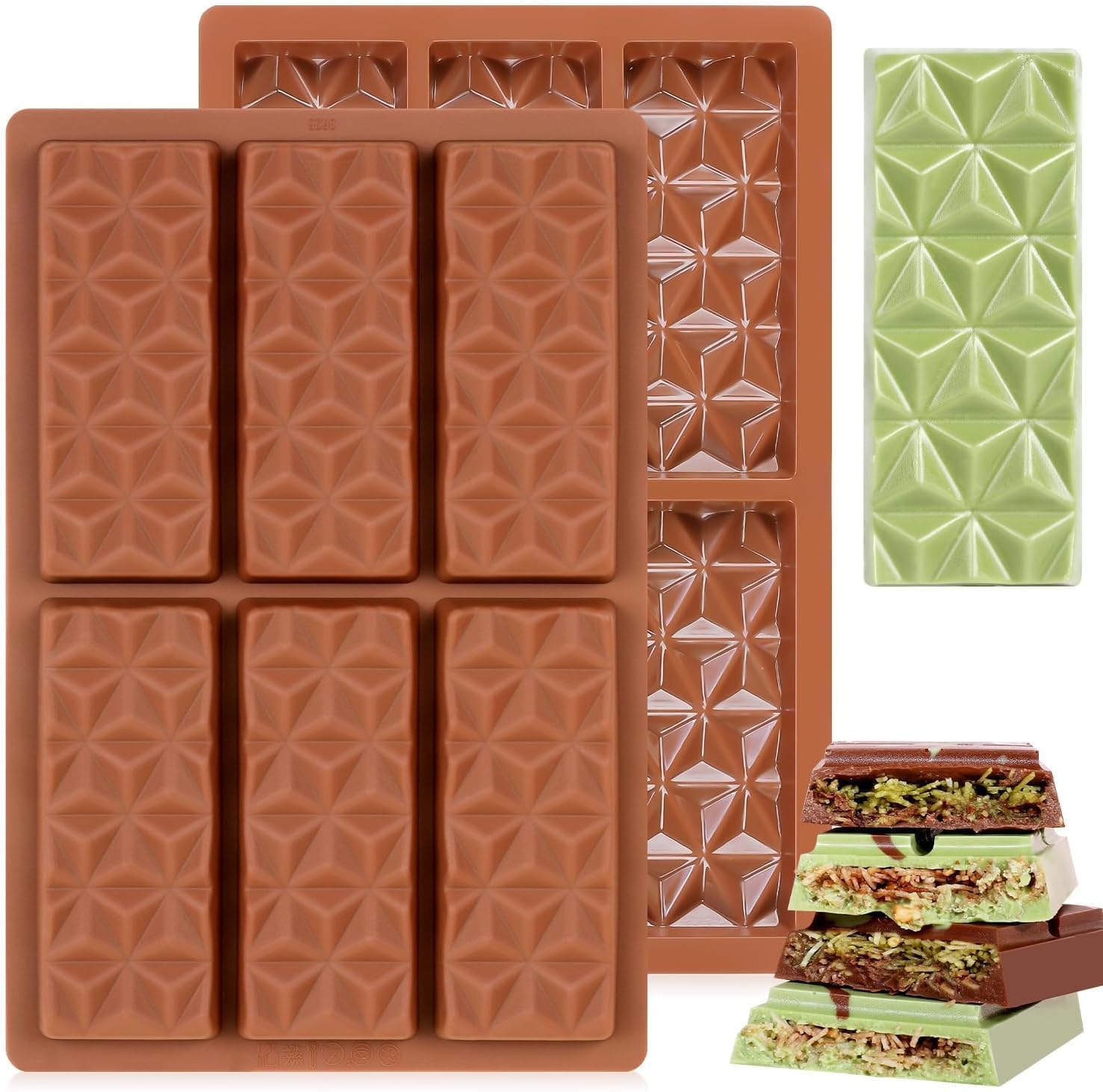 Chocolate Molds - Non-Stick Chocolate Candy Molds, Food Grade Silicone Chocolate Bar Mold for Baking, Candy, Chocolate Snacks,DIY Homemade 3625 2PCS