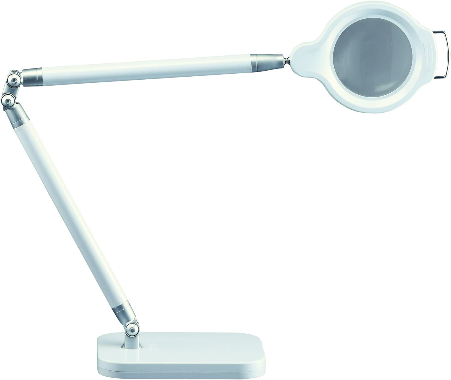 BLACK+DECKER PureOptics Summit Zoom Magnifier 10W Flicker-Free Natural Daylight LED Desk Lamp, 5-Diopter Lens USB Port, 6 Dimming Levels (416 Lumens), White (LED10ARCMAG-WHT)