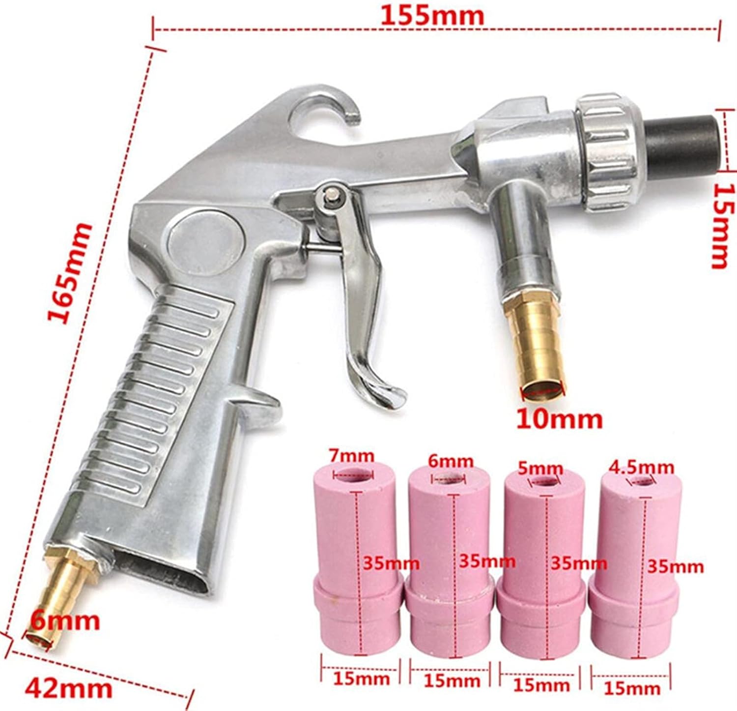 Multi-Purpose Materials Newest Protable Sandblaster Feed Blast Spray Gun Sandblasting Gun Abrasive Tool Ceramic Nozzles Tips Kit Pneumatic Tools (Color : SandblasterTYPE B)
