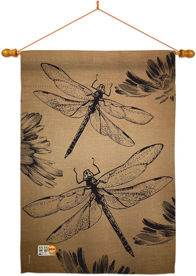 Dragonfly House Flag Garden Friends Butterfly Ladybugs Bee Springtime Insect Natural Wildlife Small Decorative Gift Yard Banner Made In USA 28 X 40