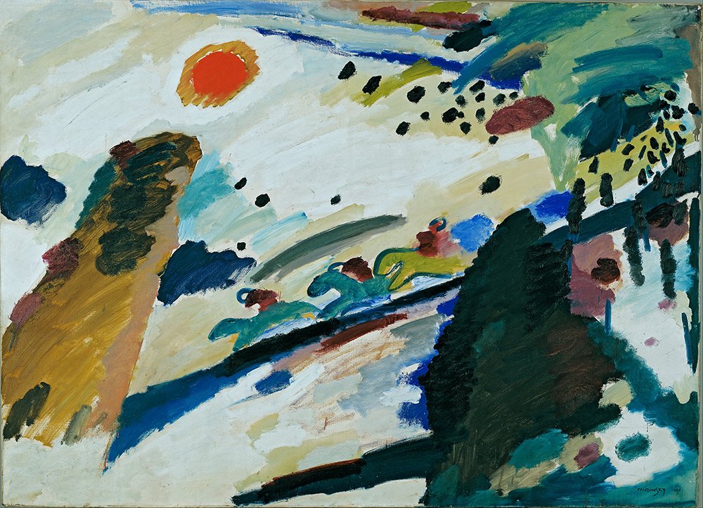 Affiche Kandinsky Romantic Landscape Grand Cadre Noir pour Salon Moderne