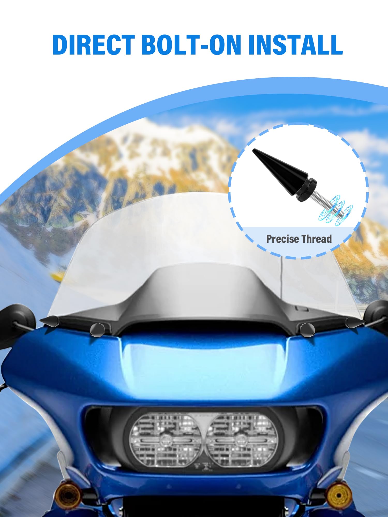 Kit De 4 Pernos Con Punta Empaladora Para Parabrisas De Harley - Aluminio Negro, Ideal Para Road Glide Y Otros Modelos