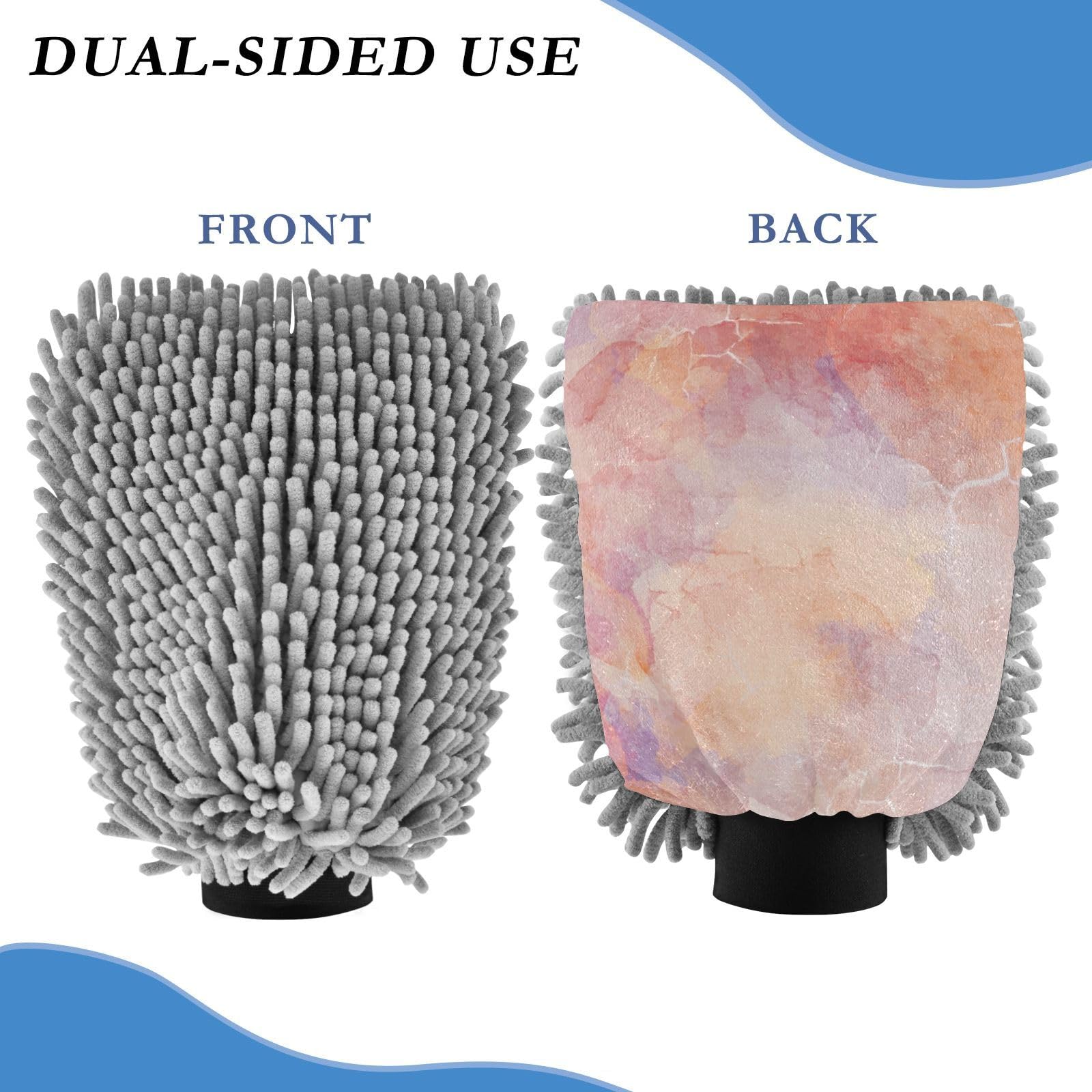 Hezely Colorful Marble Car Wash Mitt, 2PK Scratch Free Lint-Free for Car Washing and Detailing