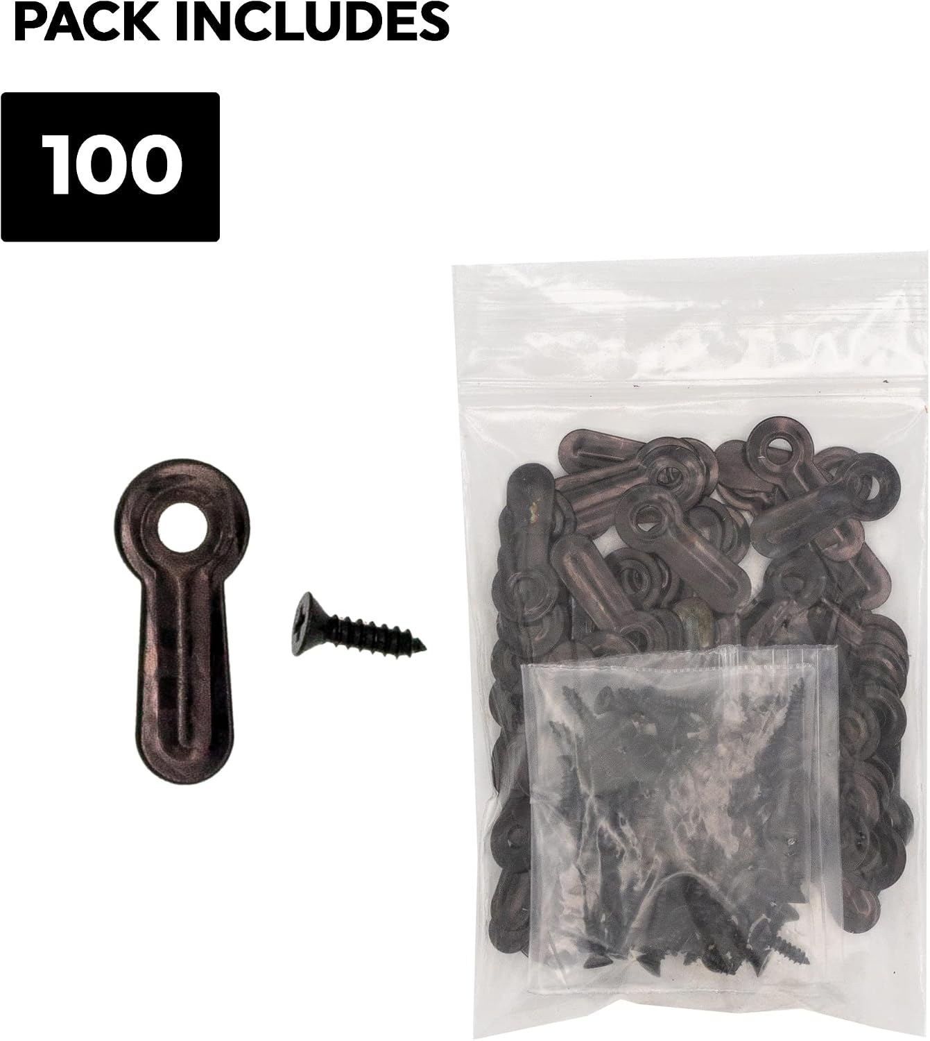 100 Black Plated Ridged Picture Frame Turn Button 1 with Black Screws by AMS