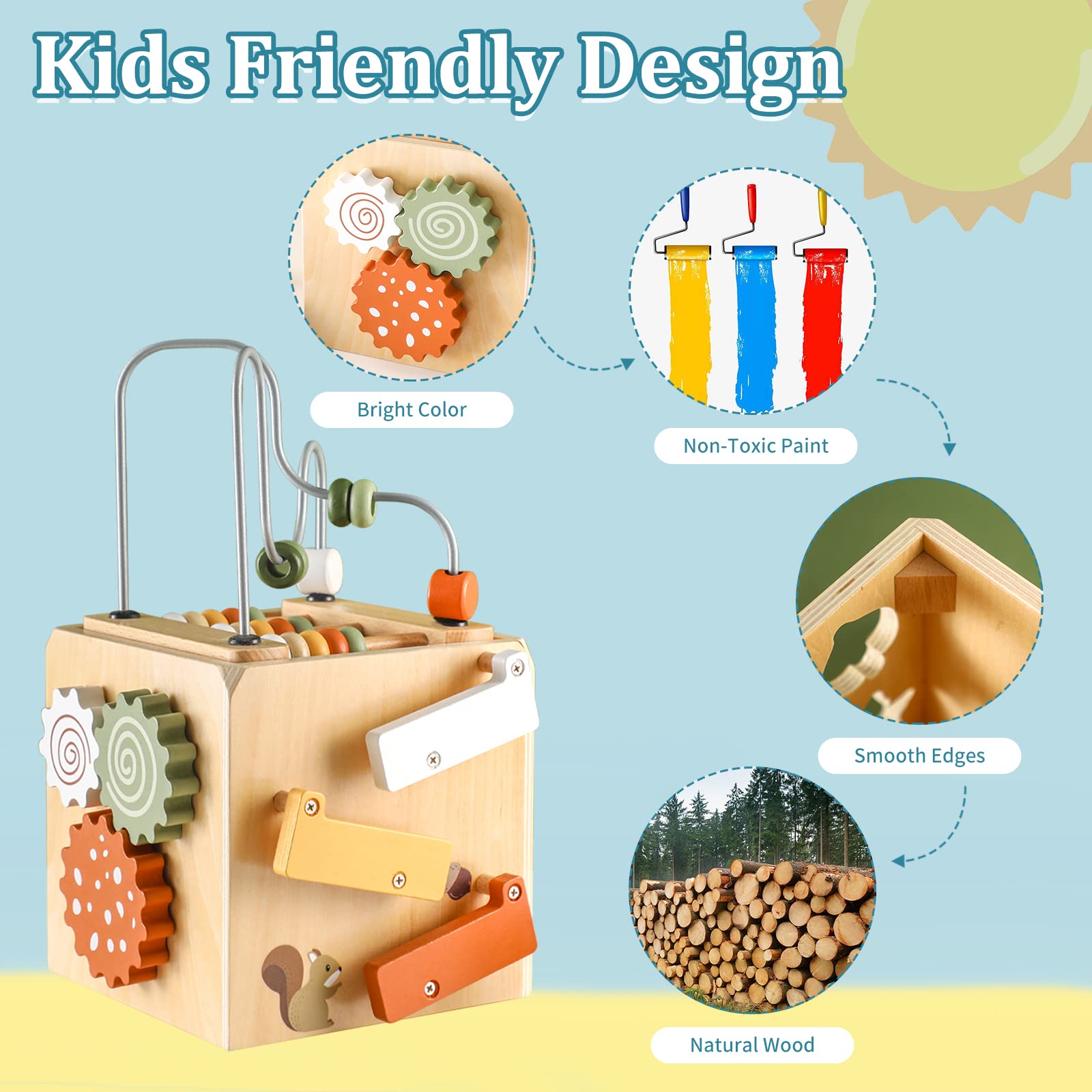 Smartwo Giochi Montessori 1 2 Anno Cubo Multiattivita Legno 6 in 1 Giochi in Legno Bambini Tavolo Multiattivita Bambini Cubo Educativi Montessori Giochi Labirinto Abaco Regalo Bambini 1 2 Anno