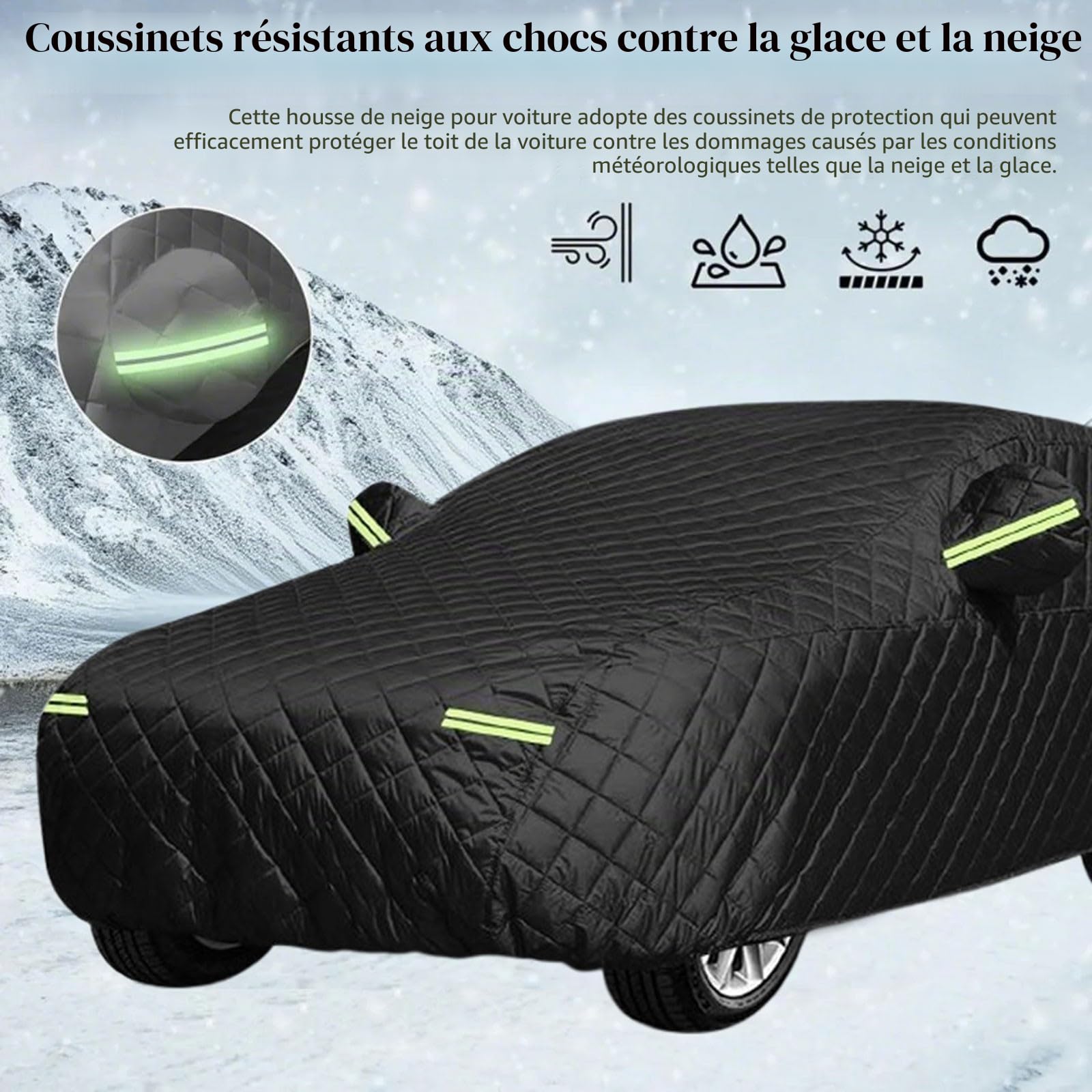 Bâche Anti-grêle Épaissie pour Tesla Model Y - Protection Extérieure Imperméable UV Résistante - Taille sur Mesure - 4 Saisons Contre Grêle, Neige et Gel