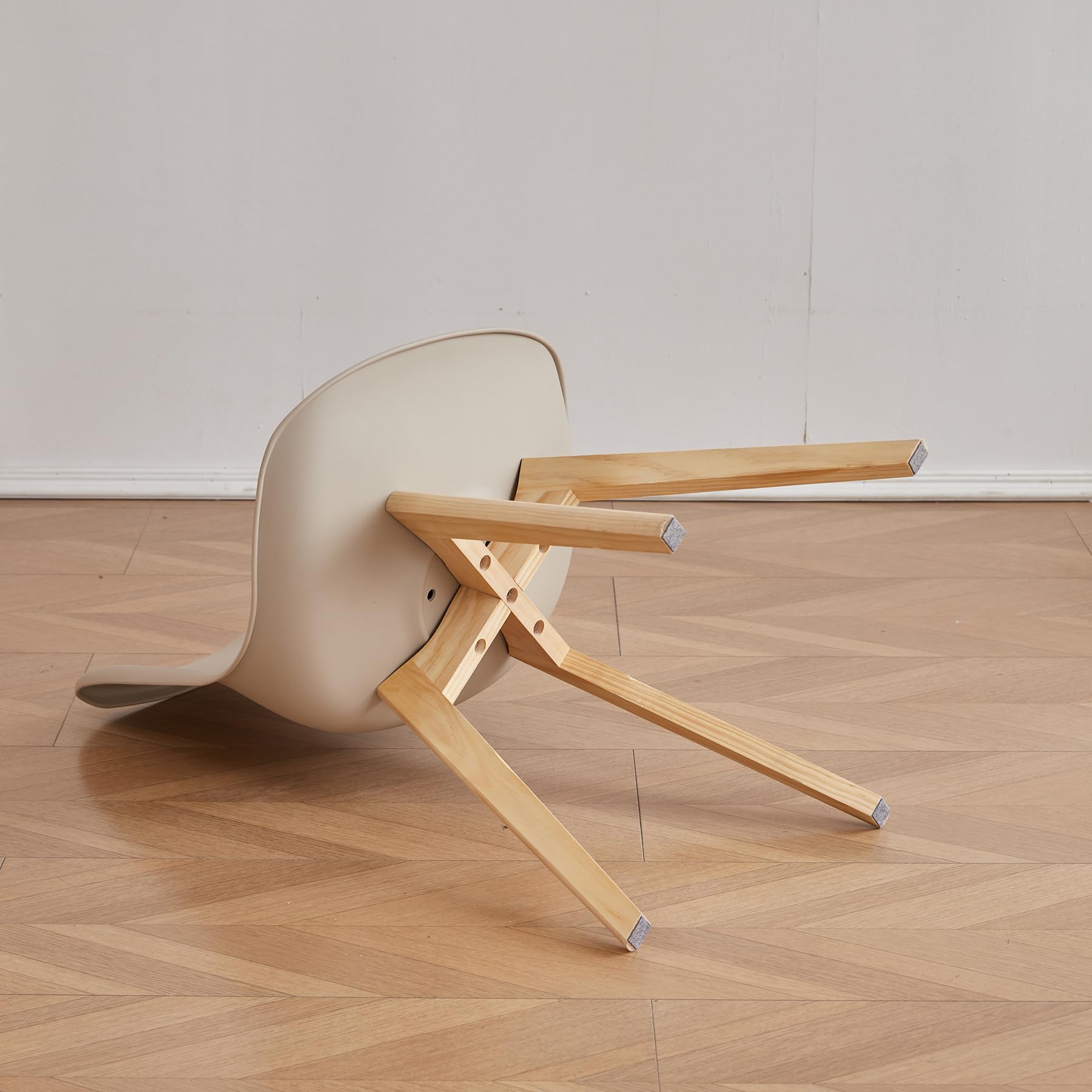 Juego de 4 sillas de Comedor, sillas escandinavas, Patas de Madera Maciza, diseño nórdico ergonómico, Ideal para Comedor, salón, Cocina, Dormitorio (Caqui)