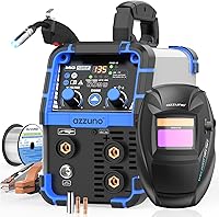 AZZUNO MIG-135 135A 110V 3-in-1 Gasless MIG/Lift TIG/Stick Welder with Auto Darkening Helmet - Portable Flux Core Machine