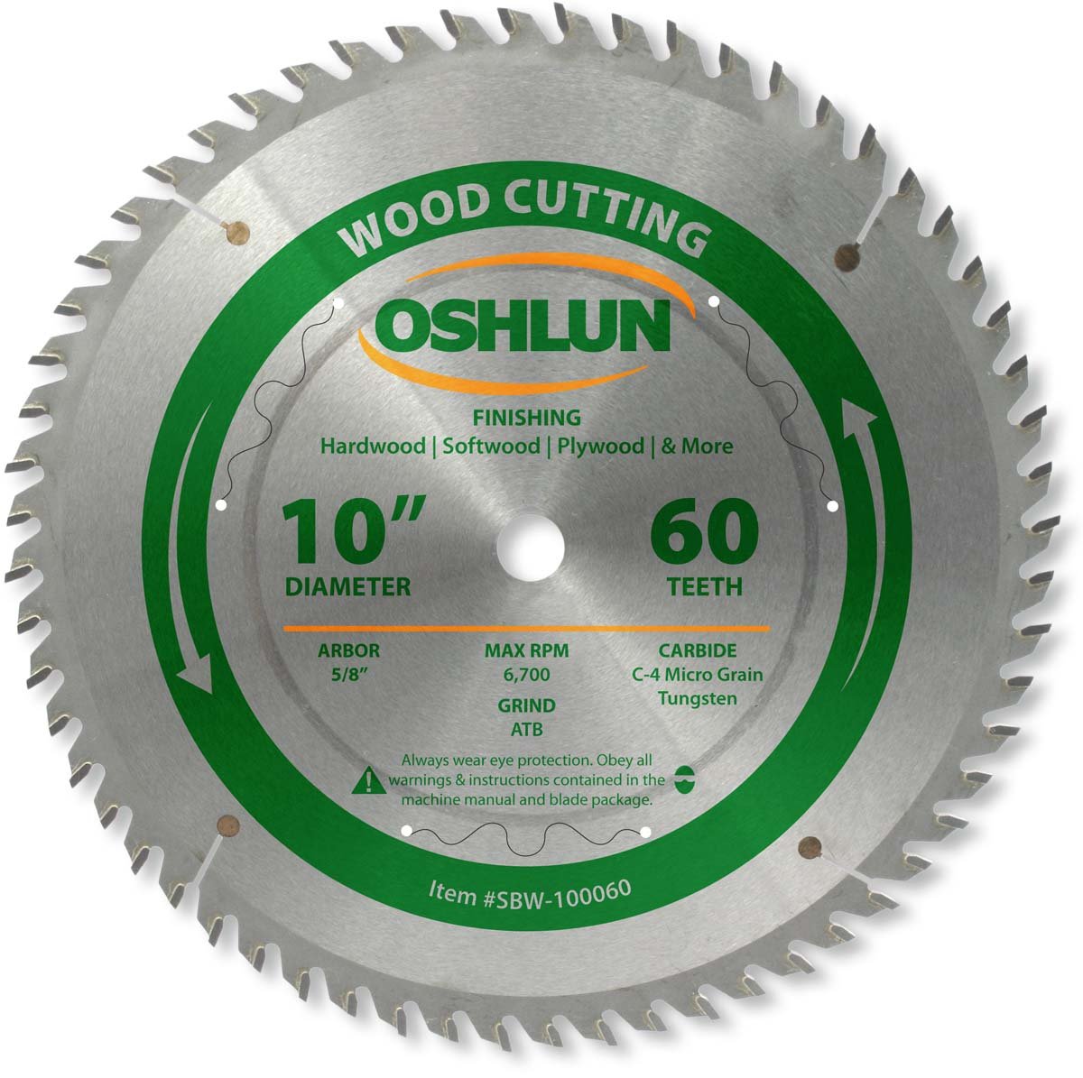 Oshlun SBW-100060 10-Inch 60 Tooth ATB Finishing Saw Blade with 5/8-Inch Arbor โ image 1