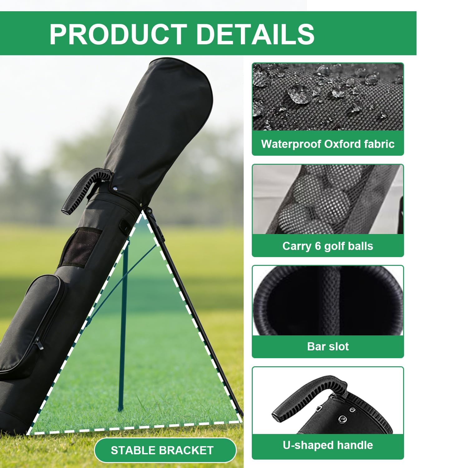 Bolsa de golf con correa ajustable para el hombro, divisor de 2 vías, 2 bolsillos, bolsa ligera para hombre y mujer, para el campo de conducción, campo corto y cursos ejecutivos (negro)