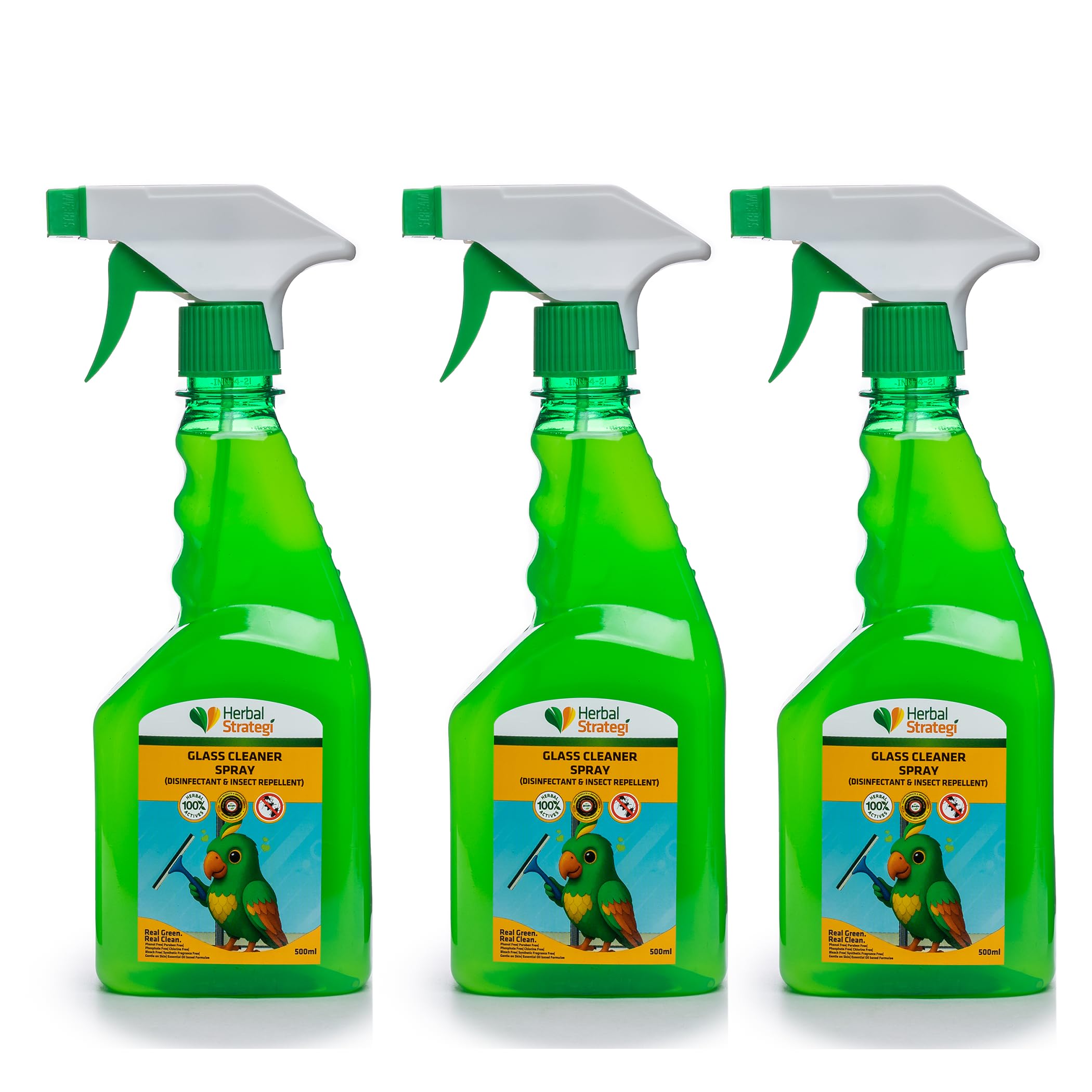 Herbal Strategi Glass Cleaner Spray, 500Ml, Pack Of 3