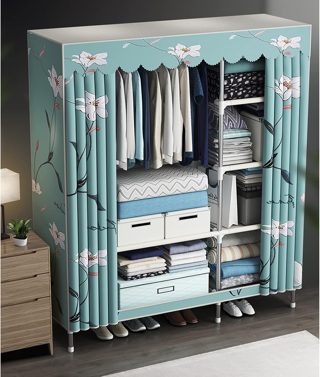 Portable Closet Portable Wardrobe Closet Clothes Storage Organizer Wardrobe Storage Closet Portable Closet Organizer Spacious Storage Closet 41.3" L X 17.7" D X 67" H Wardrobe Closet Portable