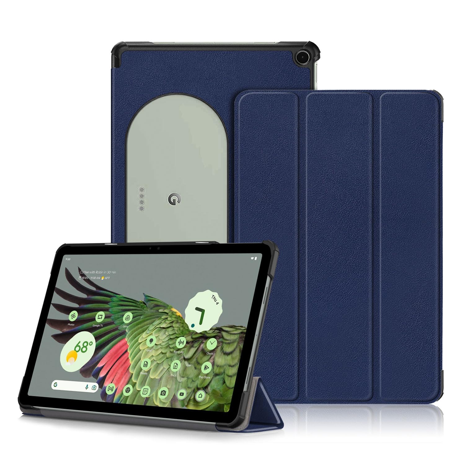Custodia per Google Pixel Tablet 2023 11 Pollici Cover Protettiva in Pelle PU Tablet Case Multi-Angli Supporto Pieghevole Coperchio con Tasca, Portapenna, Porta Carte - Marrone