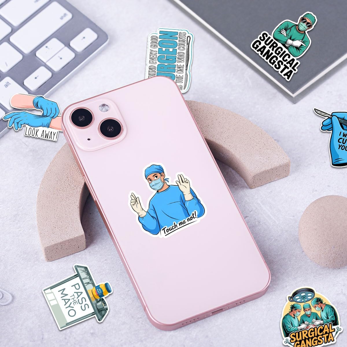 12 Pcs Funny Surgeon Stickers, Surgical Gangsta Vinyl Decals with Scalpel Quotes, Operating Room Humor, Waterproof Medical Stickers for Laptops, Water Bottles & Healthcare Workers image 2