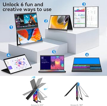 Dual Portable Monitors Touchscreen 16inch, IPS FHD1080P 99% sRGB USB-C HDMI Foldable Laptop Extender Monitor for Meeting Business