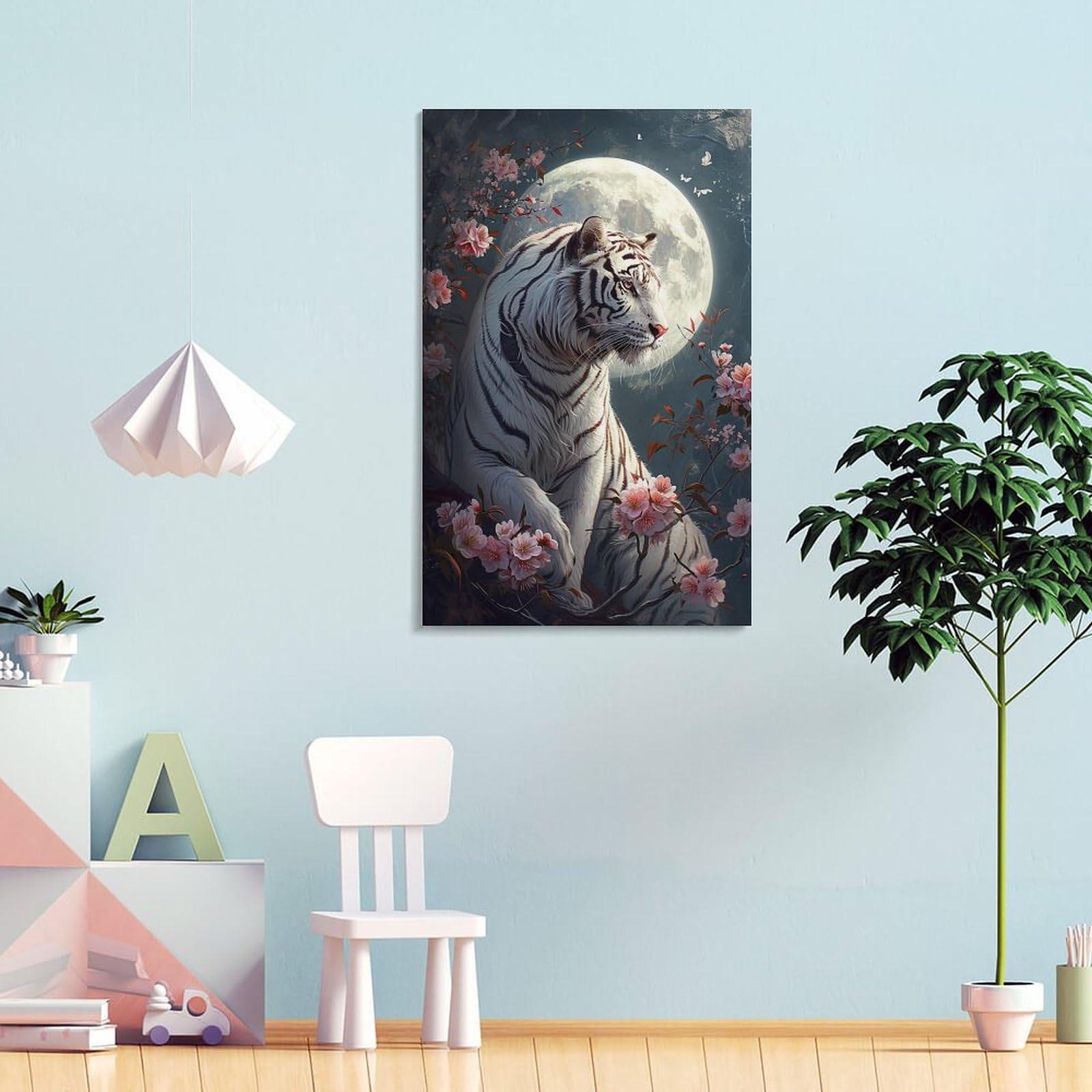 Amazon.co.jp: 絵画 遠くを見つめる獰猛なホワイトタイガーインテリア