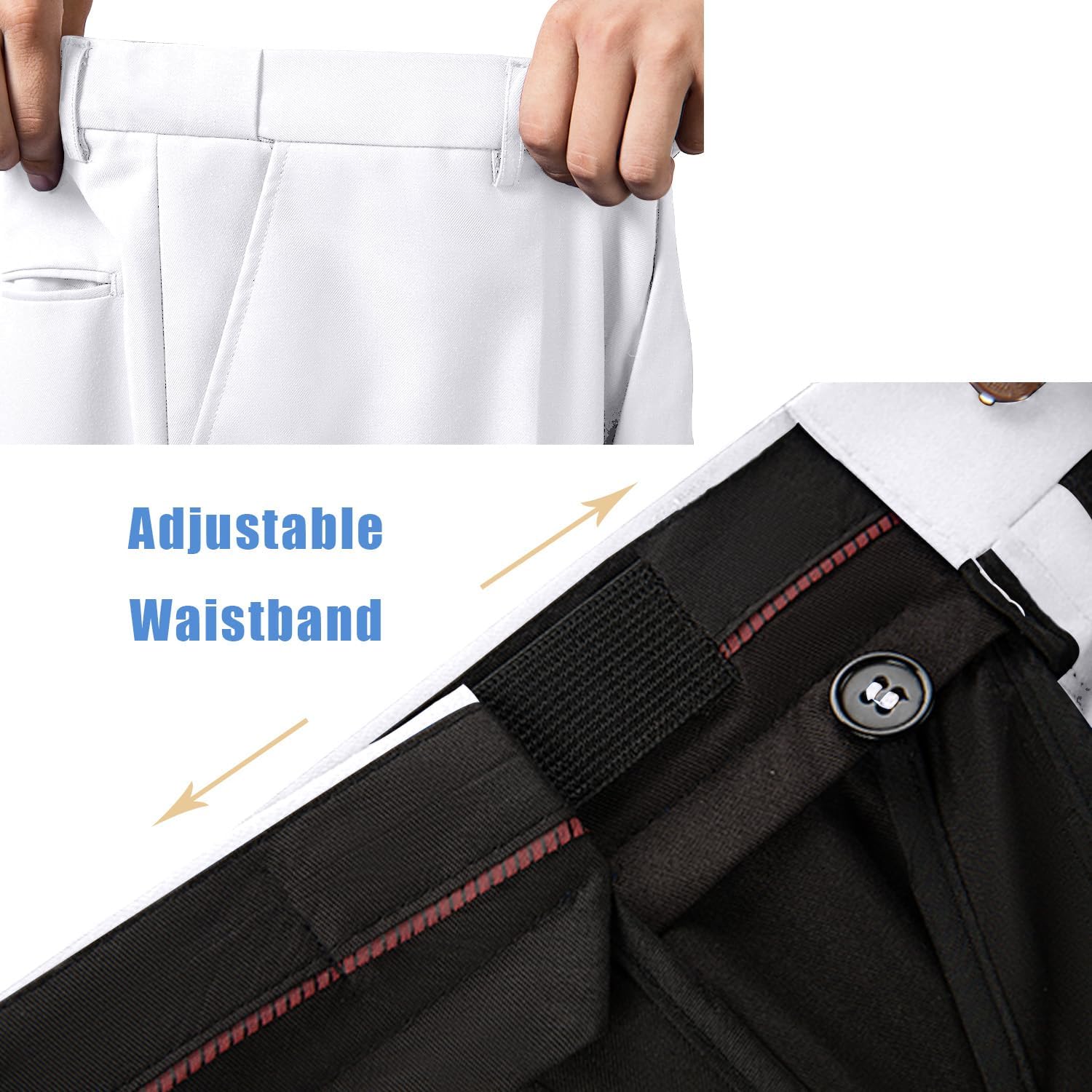 Men's Dress Pants Classic Fit Expandable Waist Casual Flat Front Pant - Image 5