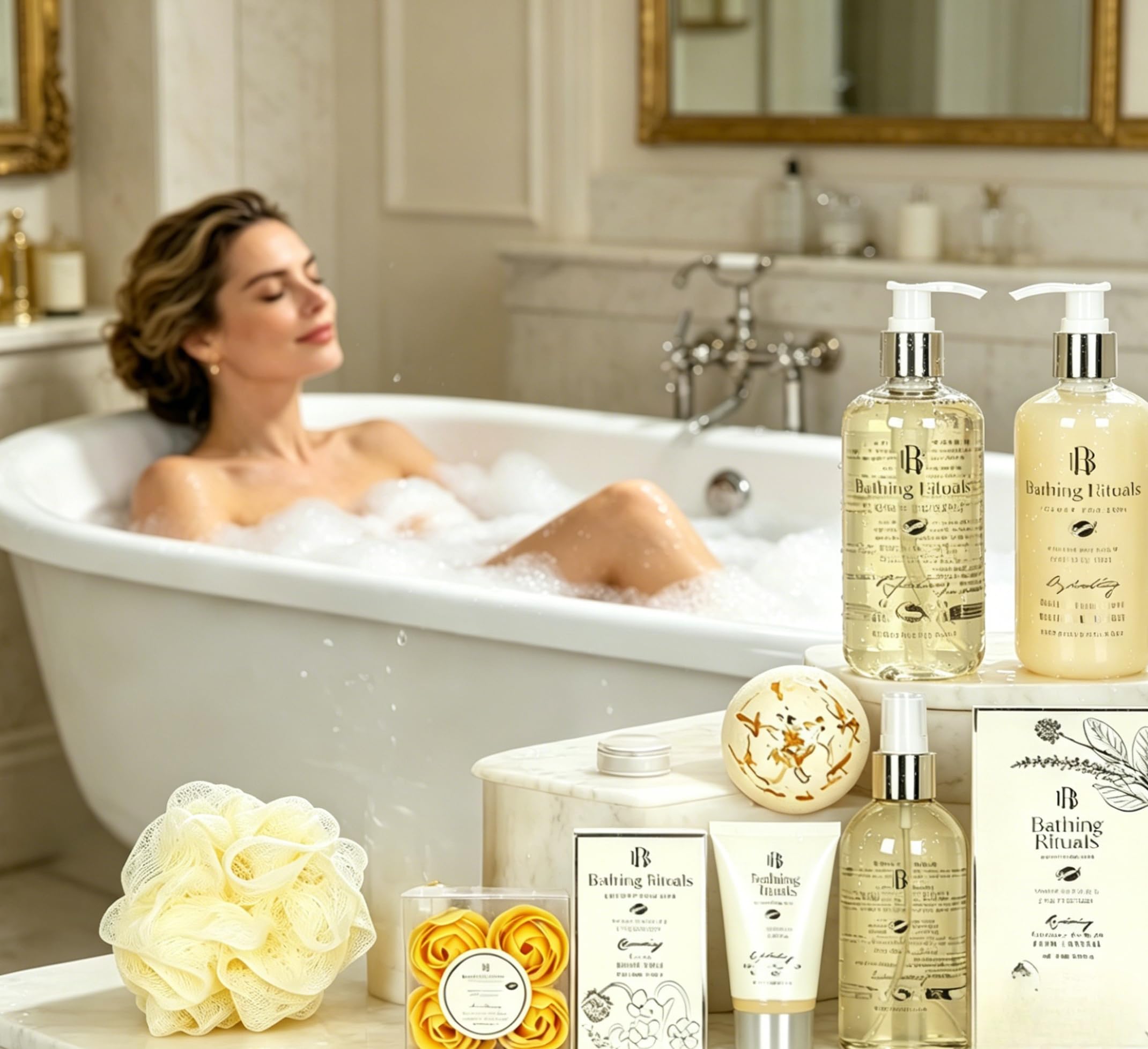 GLOSS ! Zestaw do kąpieli BATHING – zestaw prezentowy na Boże Narodzenie – pomysł na prezent na urodziny, nauczyciela, walentynki, Dzień Matki – Wellness i relaks - MANDARIN & GRAPEFRUIT