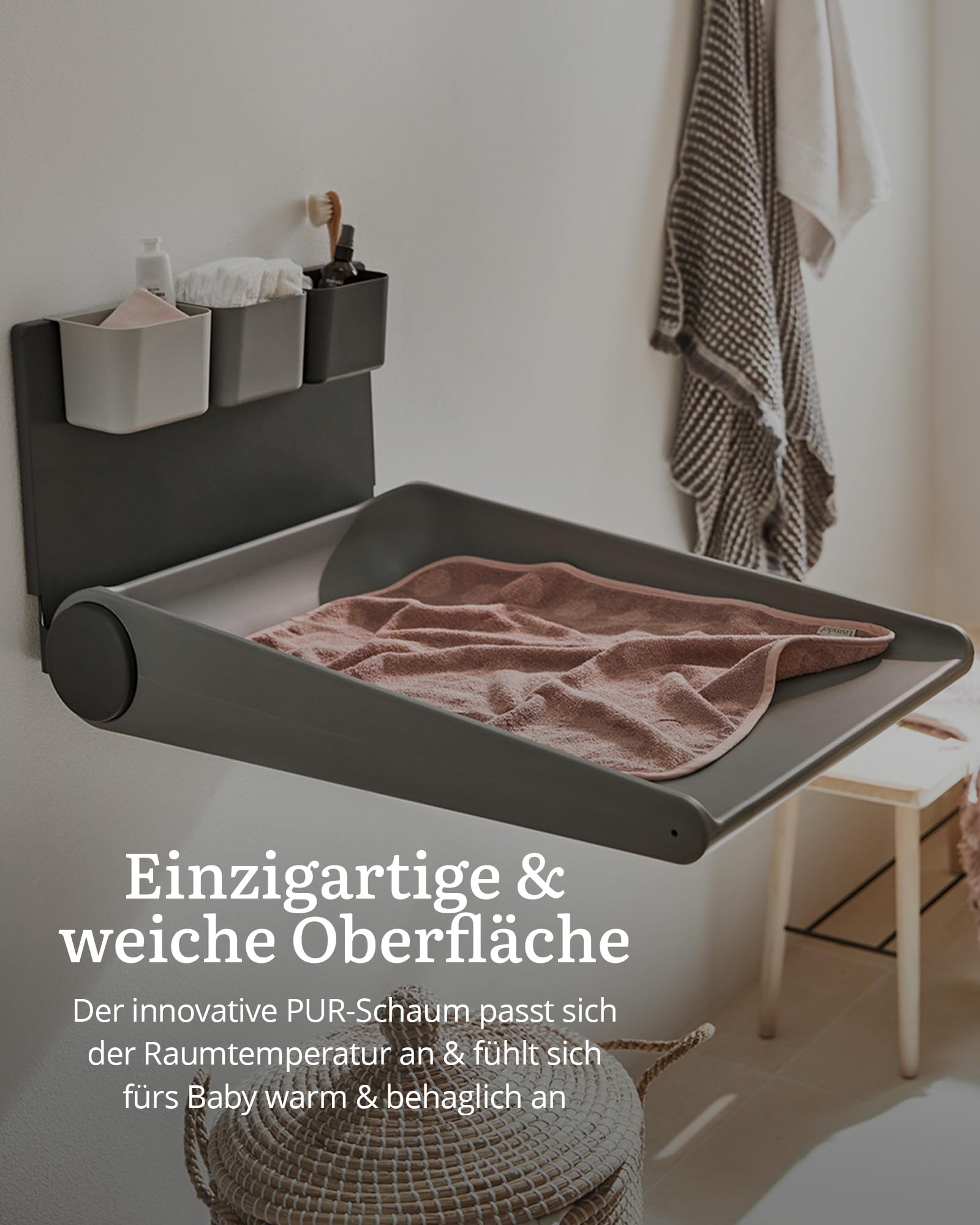 Leander Wally przewijak na ścianę, kolor dusty grey