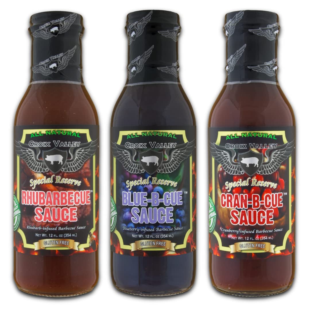 Croix Valley Fruit Infused BBQ Bundle -Cran-B-Cue, Rhubarbecue, and Blue-B-Cue