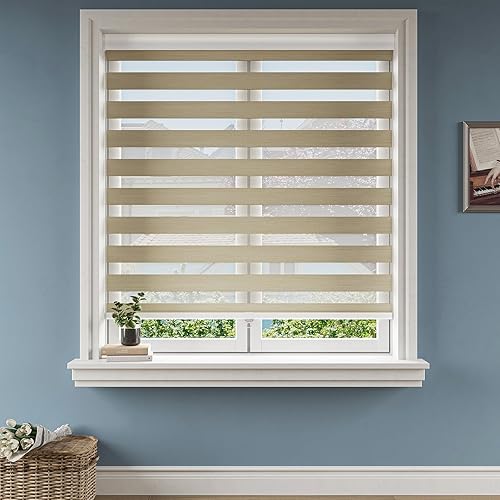Miniatura 8 de Keego Zebra - Persianas enrollables sin cordones, de tamaño personalizado, opacas, de doble capa, control de luz, fácil de instalar