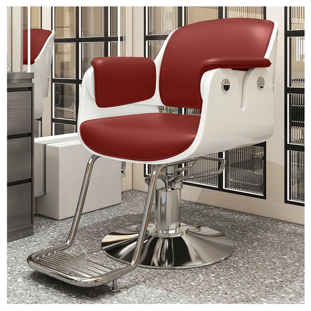 Fotel fryzjerski dla stylisty fryzur, fotel stylisty do domowego salonu Fotel do wyposażenia spa kosmetycznego,Red,A