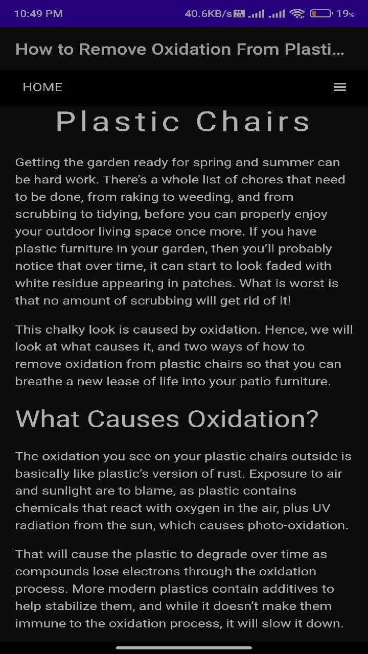 How to Remove Oxidation From Plastic Chairs App on Amazon Appstore