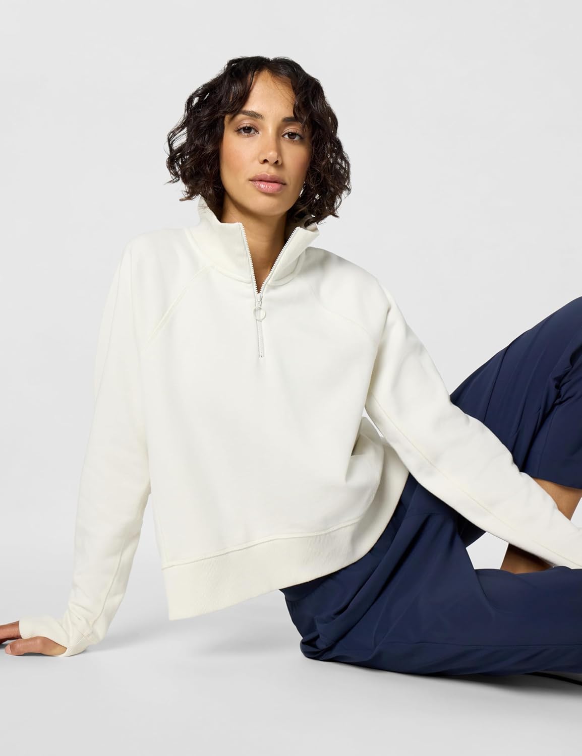 Sweaty Betty womens Revive Lounge Ribbed Half Zip Pullover Sweatshirt - Image 2